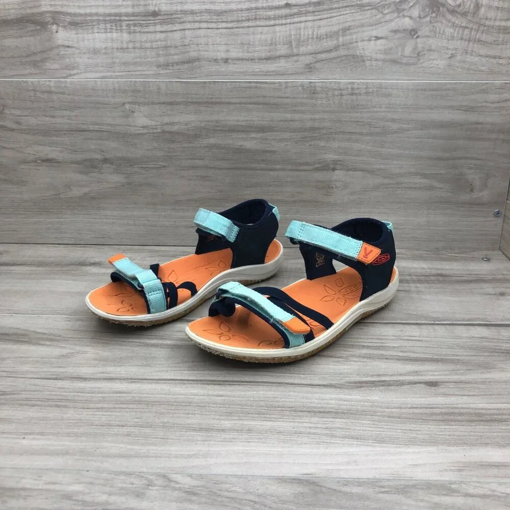 Keen Sandals Kids 2 Blue Strappy Hook and Loop Youth Shoes